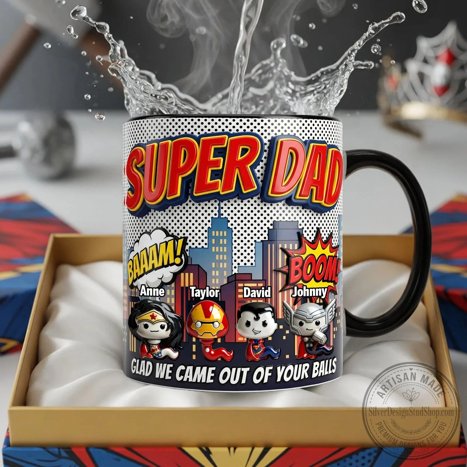 Personalized Super Dad Comic Book Style Coffee Mug 7 Personalized Super Dad Comic Book Style Coffee Mug